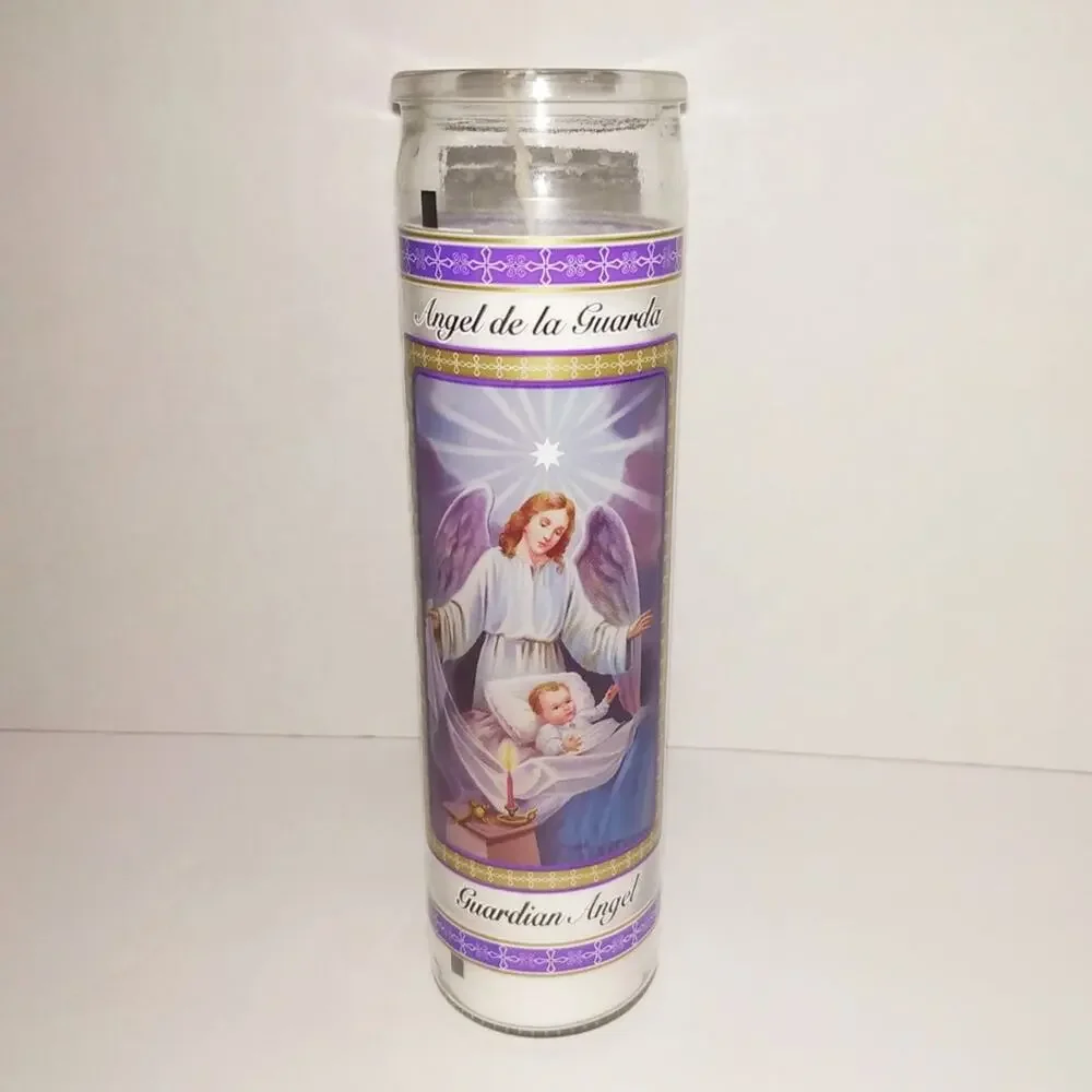 Guardian Angel Glass Prayer Candle 8